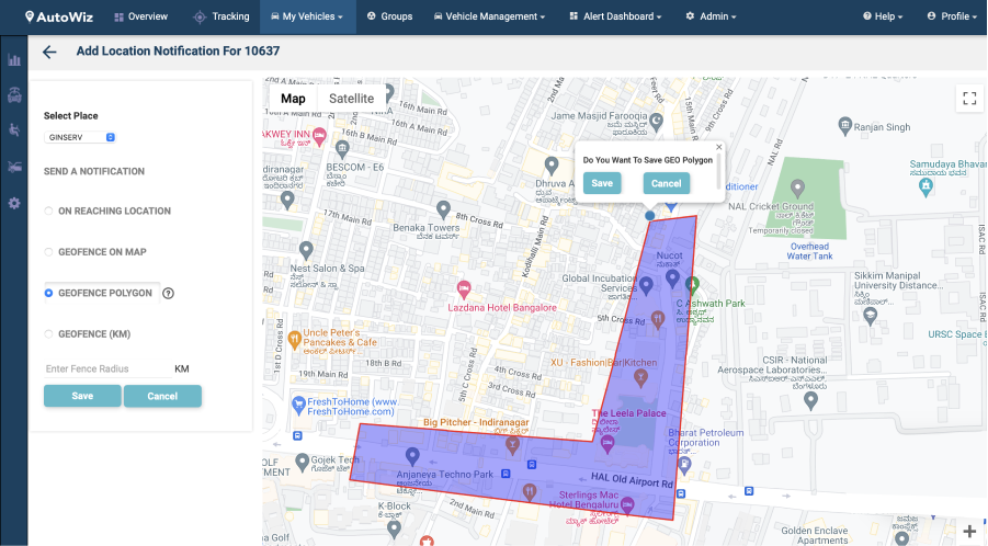 AutoWiz GeoFence and Location Notifications