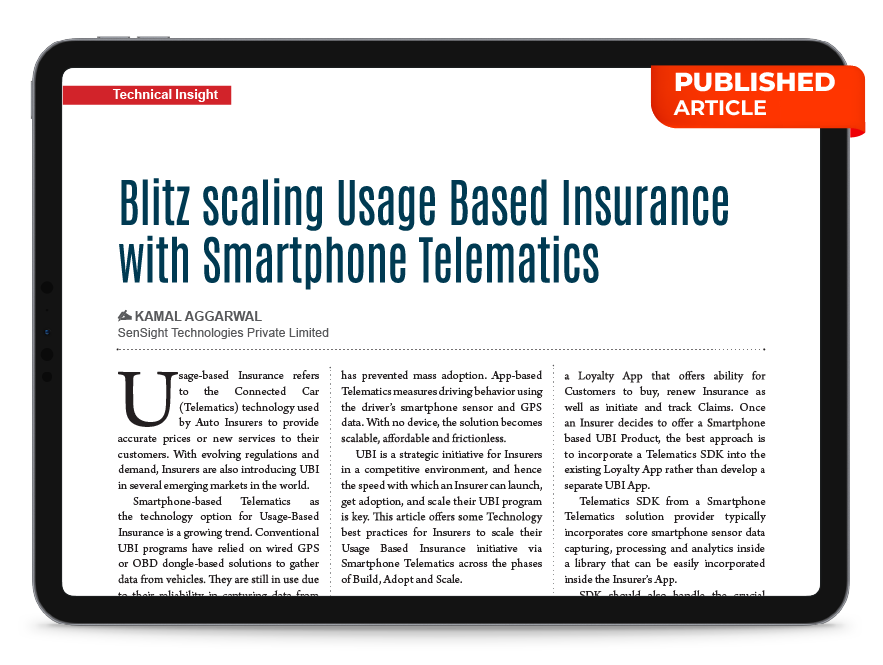 Blitz Scaling Usage Based Insurance with Smartphone Telematics - Article by SenSight
